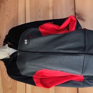 TEK-Geak Color-Blocked Full Zip Hoodie, Red, Gray & Black, XL